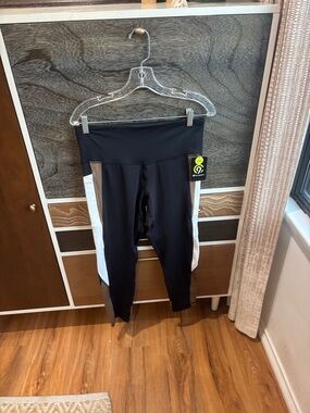 Champion Black Leggings with White Side Panels
